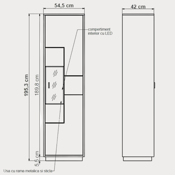 Vitrina Urbano Oak 55 Cm Cu 1 Usa...