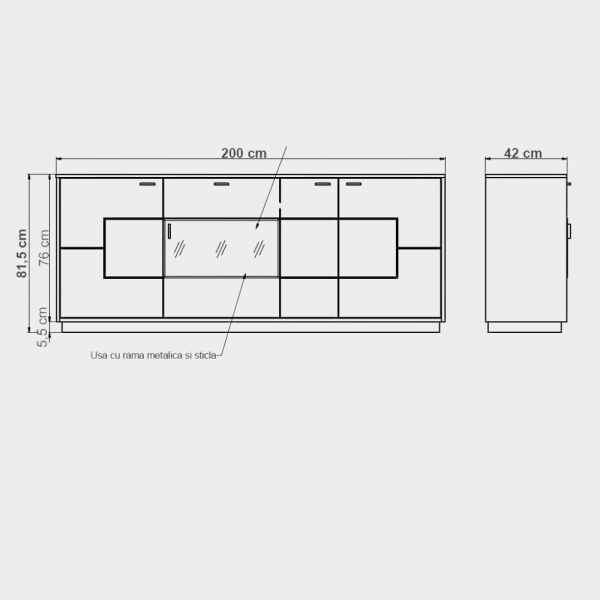 Bufet Urbano Oak 200 Cm Cu 4 Usi Si 1...