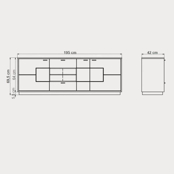 Comoda Tv Urbano Oak 195 Cm Cu 3 Usi,...