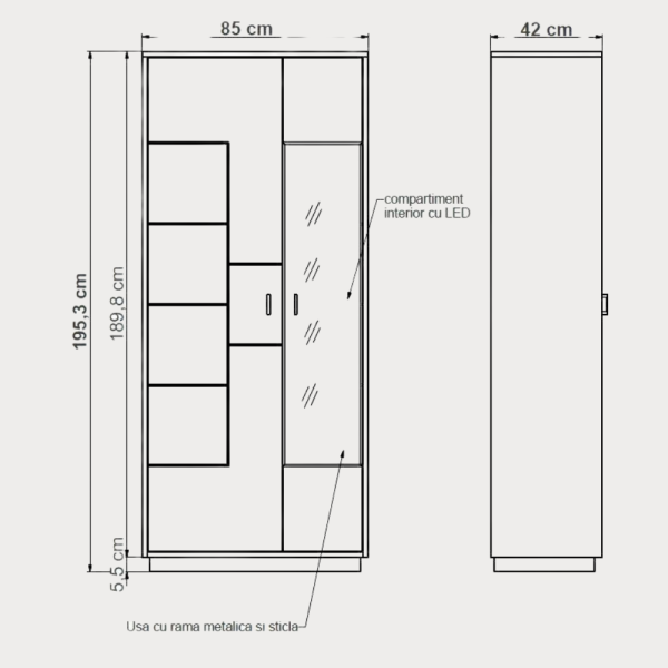 Vitrina Urbano White 85 Cm Cu 2 Usi...