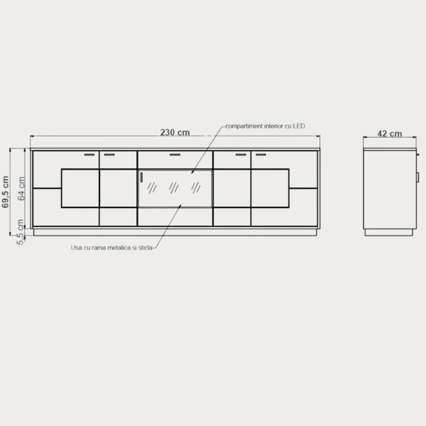 Comoda Urbano White 230 Cm Cu 5 Usi...