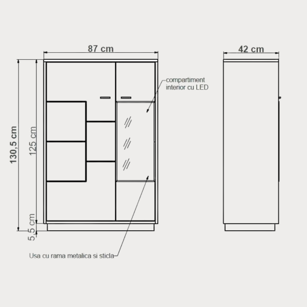 Comoda Bar Urbano White 87 Cm Cu 2...